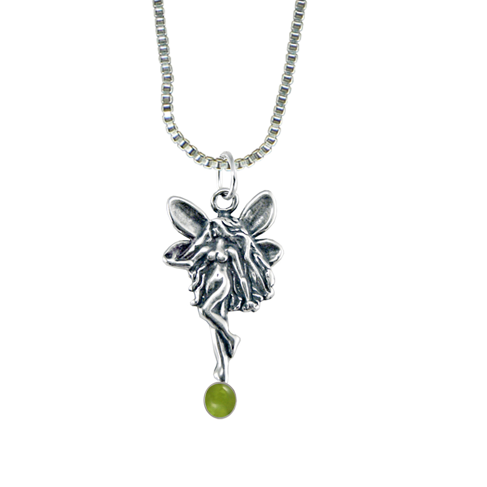 Sterling Silver Dancing Fairy Pendant With Peridot